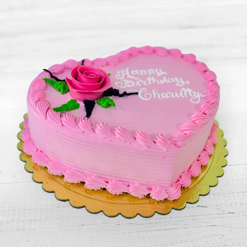 Strawberry Heart Shaped Cream Cake